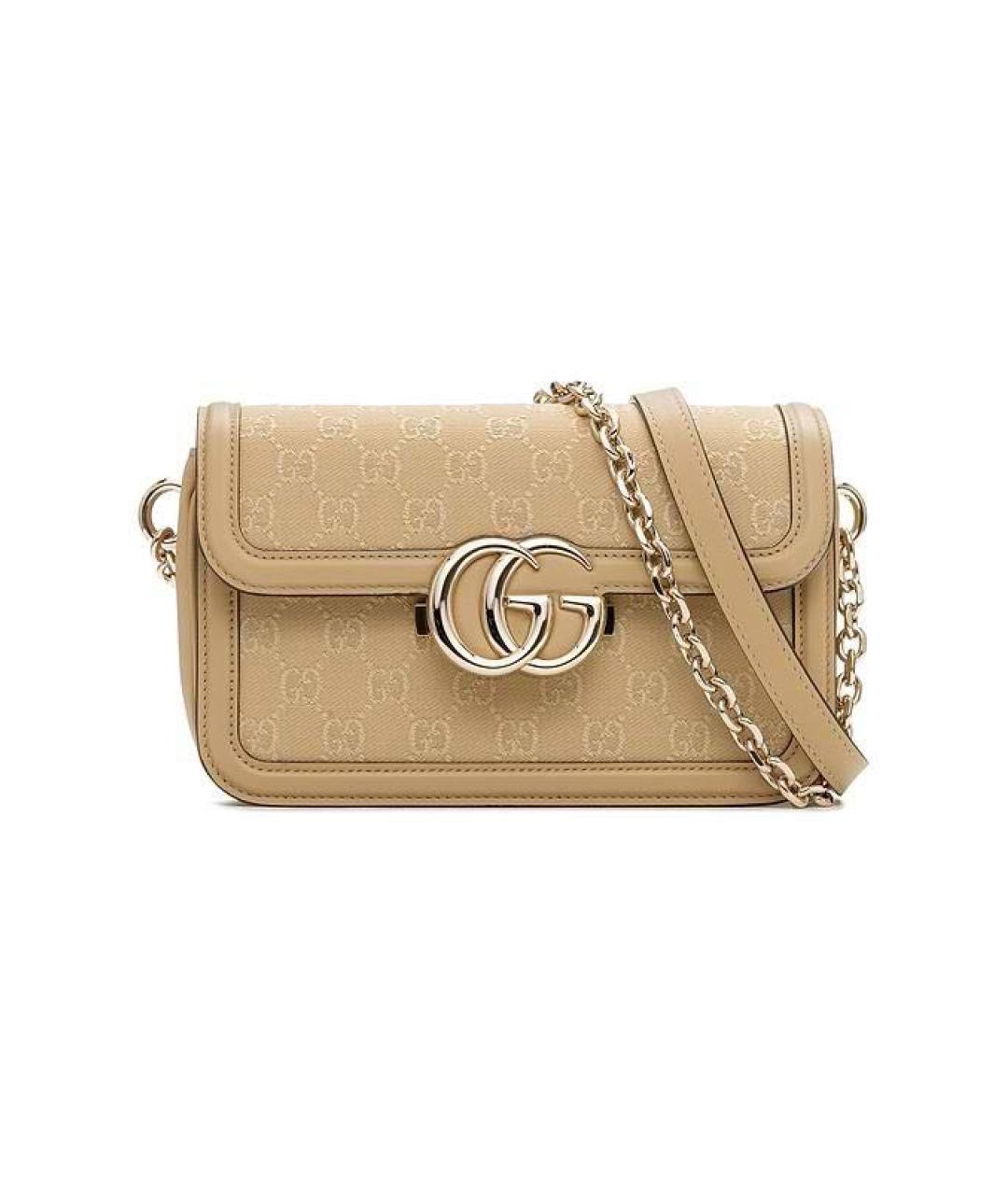 GUCCI Бежевая кожаная сумка через плечо, фото 7