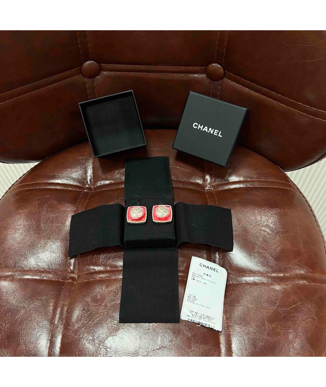 CHANEL Красные металлические серьги, фото 3