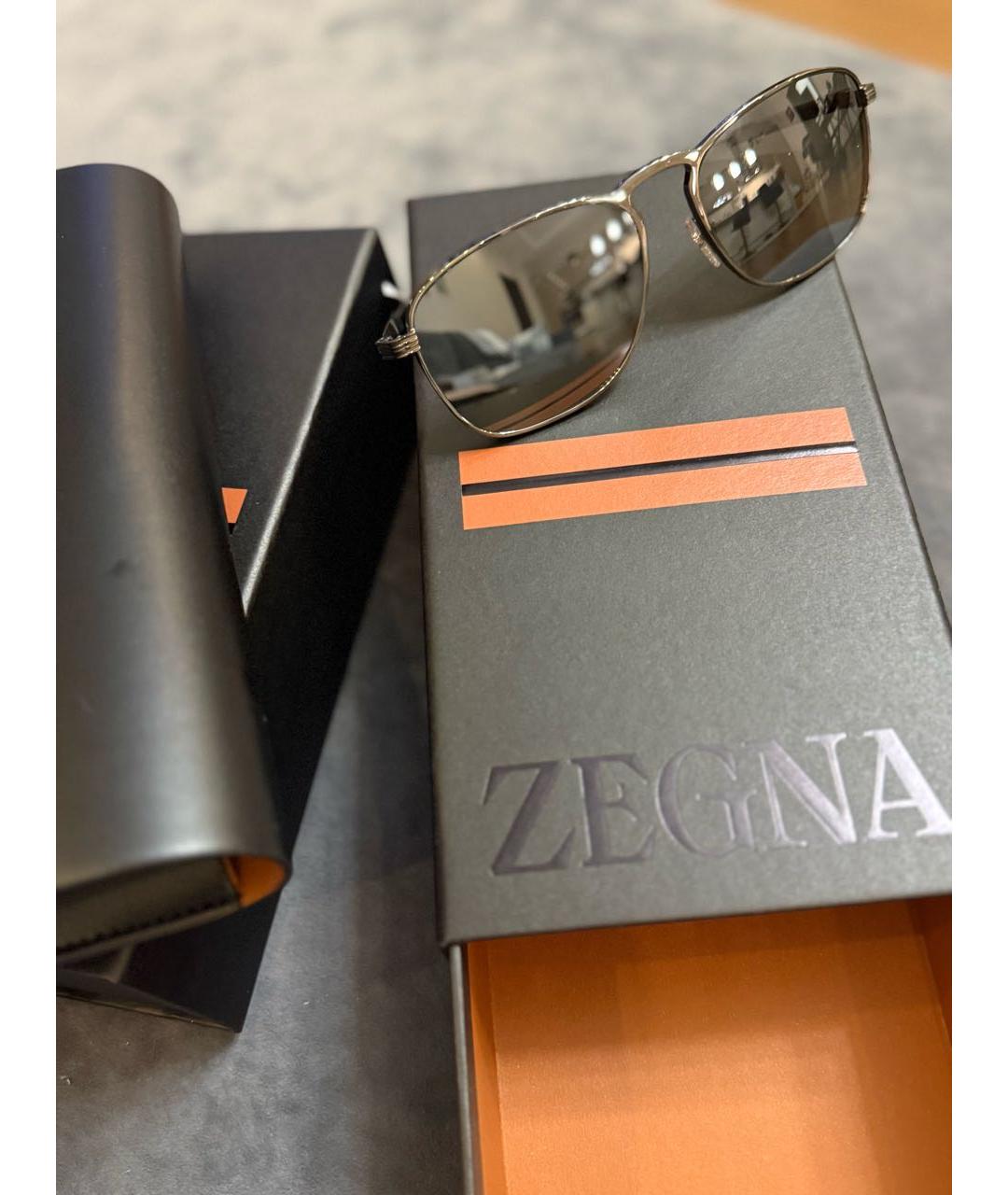 ERMENEGILDO ZEGNA XXX Черные металлические солнцезащитные очки, фото 2