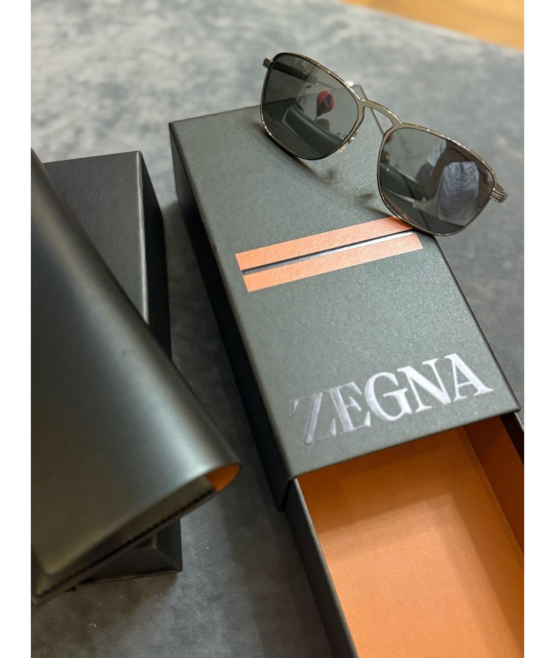 ERMENEGILDO ZEGNA XXX Черные металлические солнцезащитные очки, фото 3