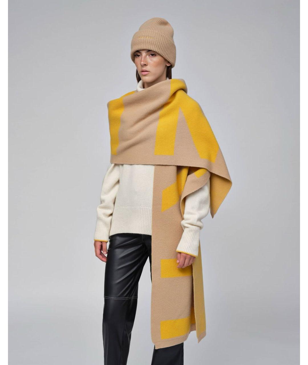 INUIKII Бежевый шерстяной шарф, фото 4