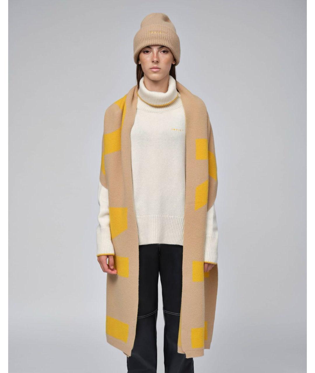 INUIKII Бежевый шерстяной шарф, фото 6