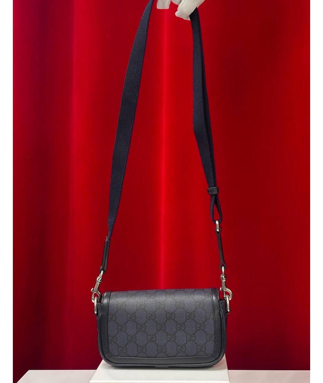 GUCCI Темно-синяя кожаная сумка на плечо, фото 5