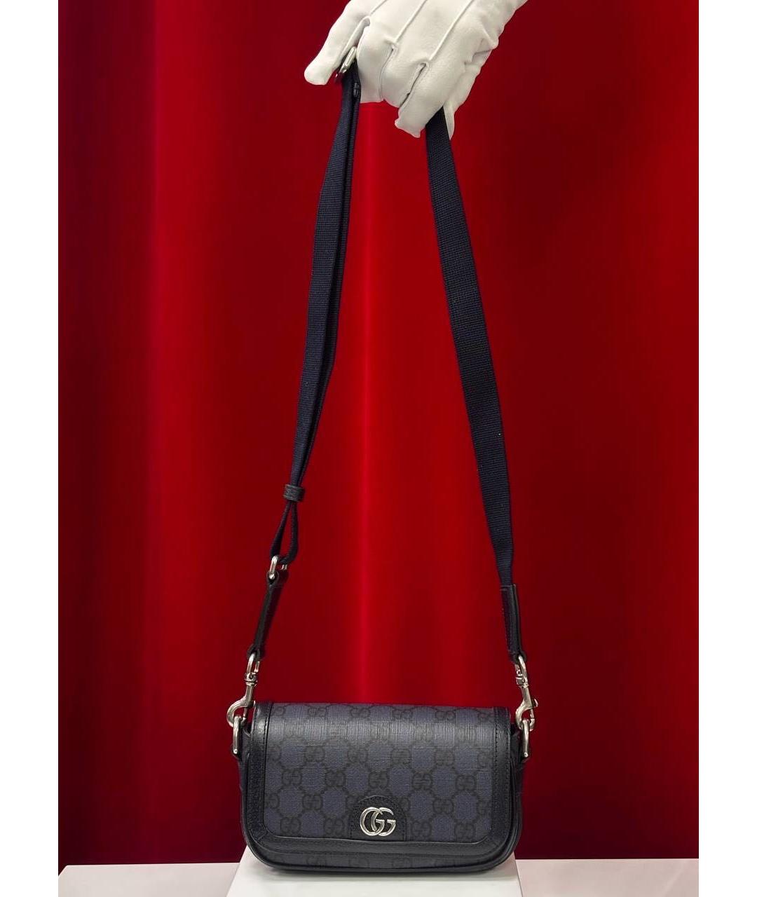 GUCCI Темно-синяя кожаная сумка на плечо, фото 4