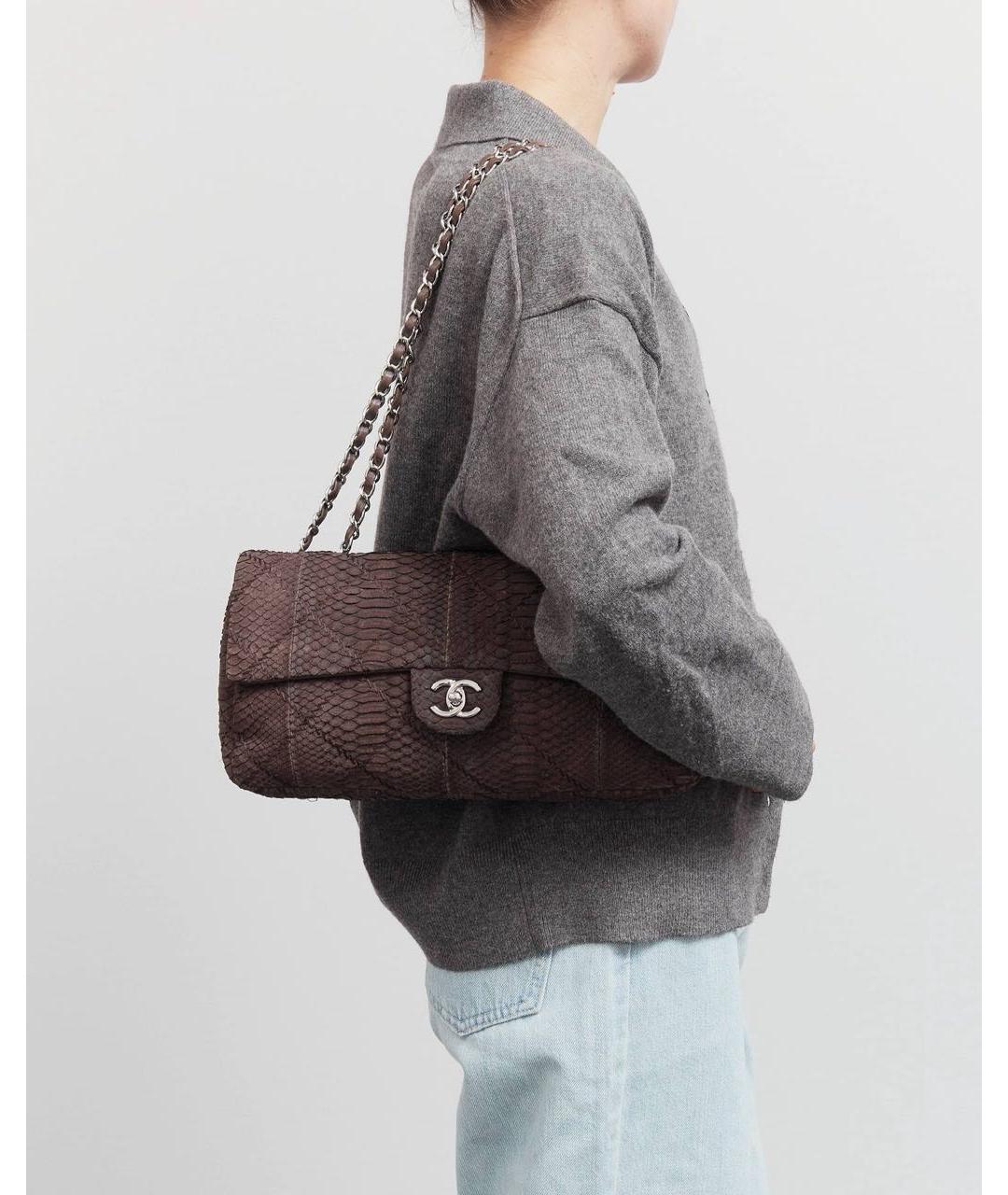 CHANEL Коричневая кожаная сумка через плечо, фото 3