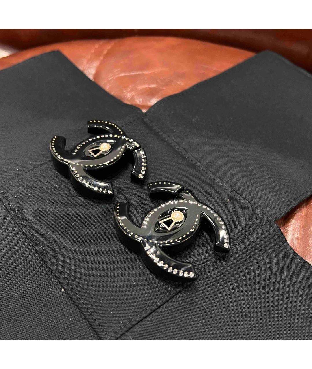 CHANEL Черные металлические серьги, фото 6