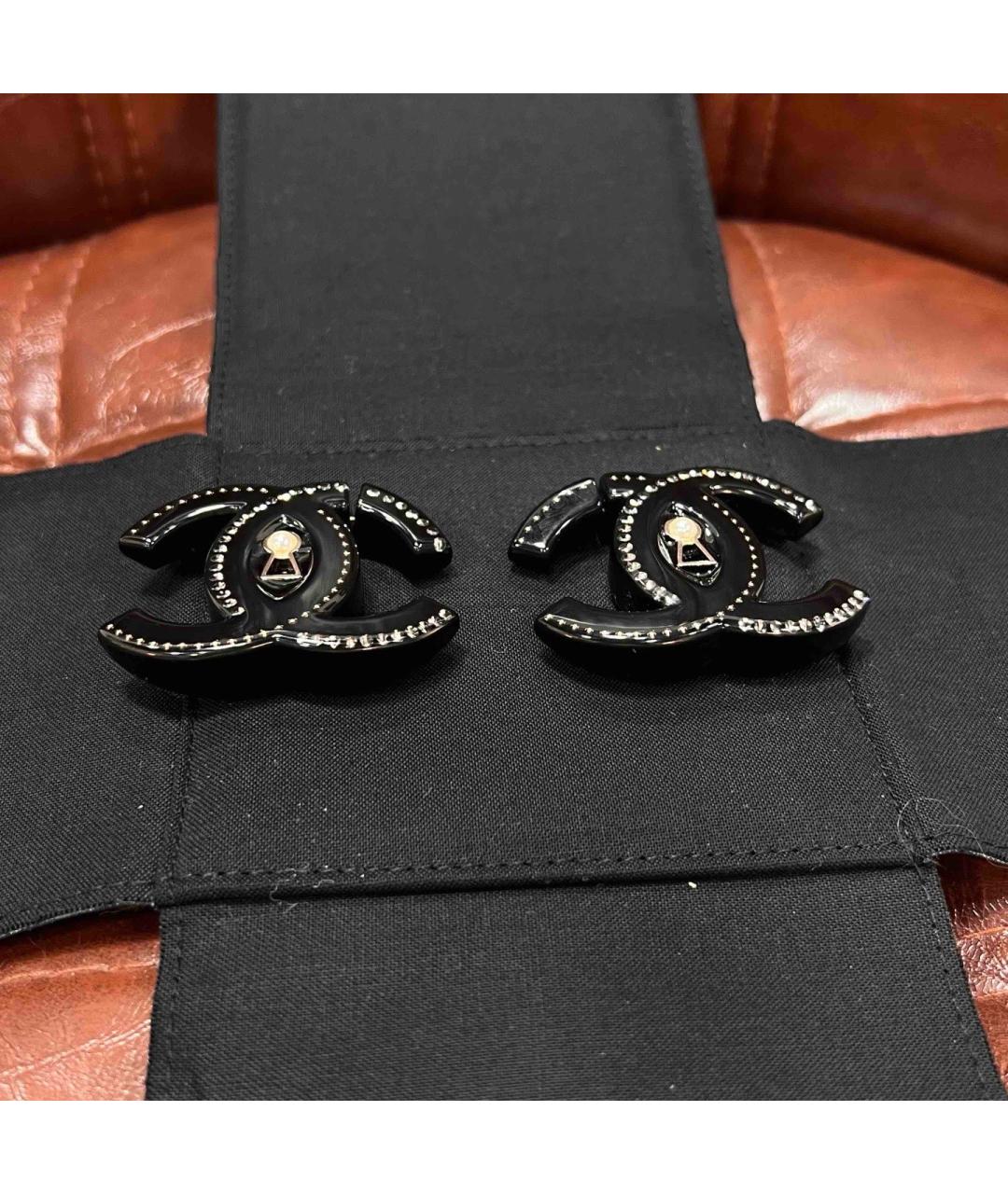 CHANEL Черные металлические серьги, фото 5