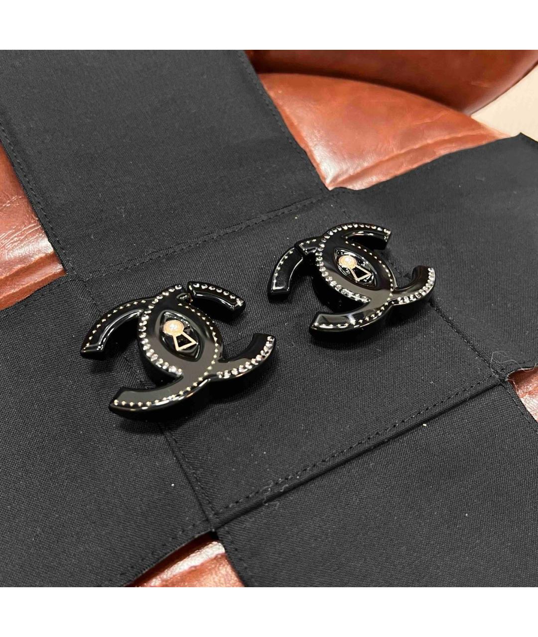CHANEL Черные металлические серьги, фото 4
