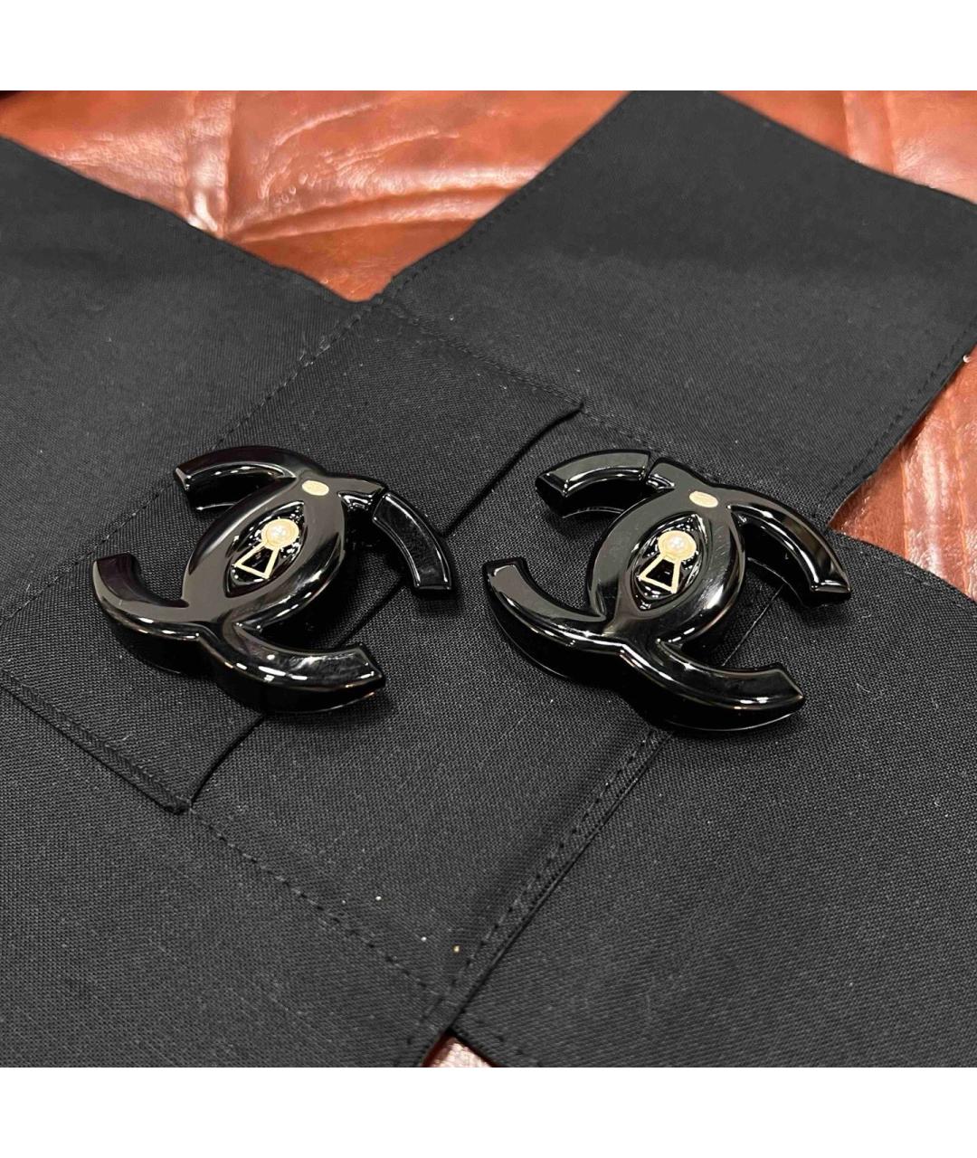 CHANEL Черные металлические серьги, фото 8