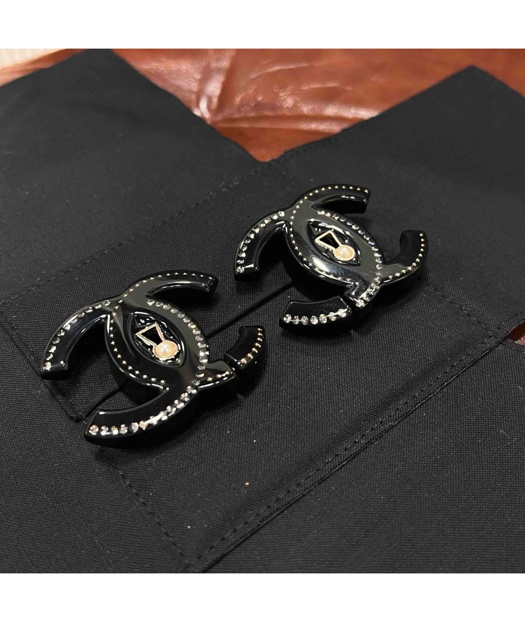 CHANEL Черные металлические серьги, фото 7