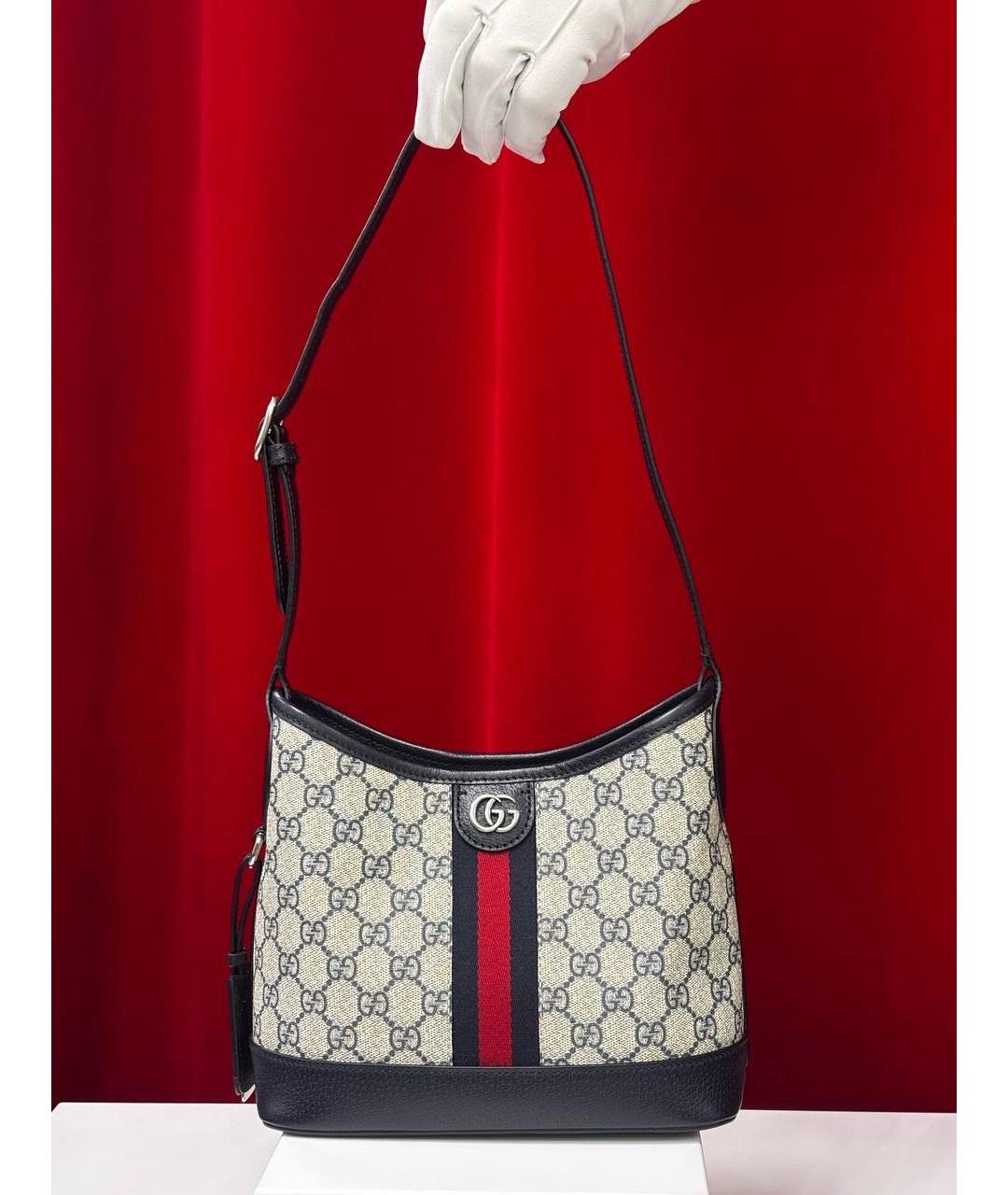 GUCCI Темно-синяя кожаная сумка через плечо, фото 5