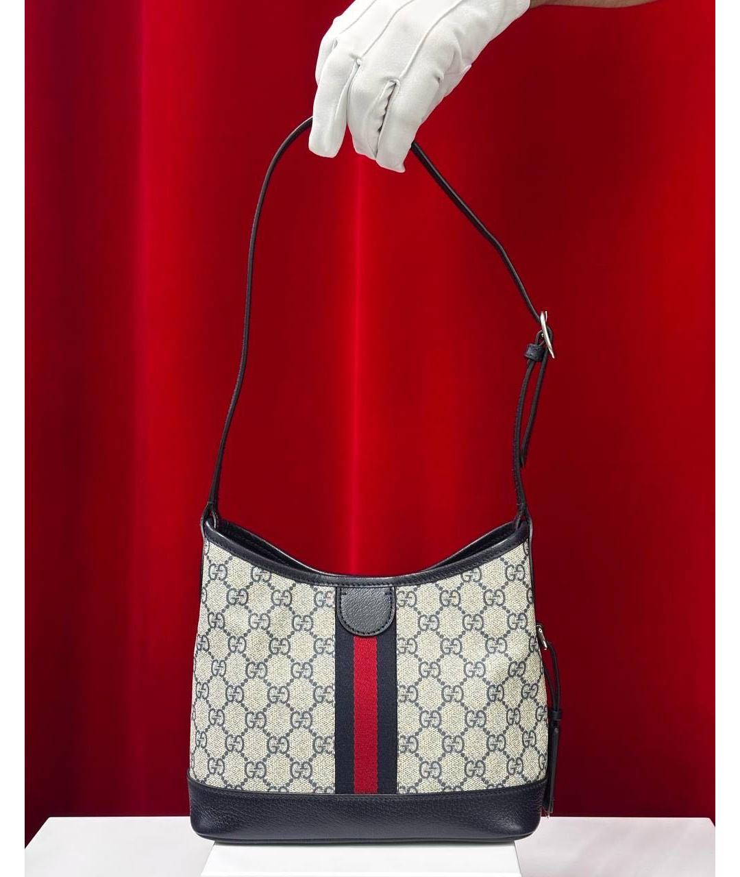 GUCCI Темно-синяя кожаная сумка через плечо, фото 6