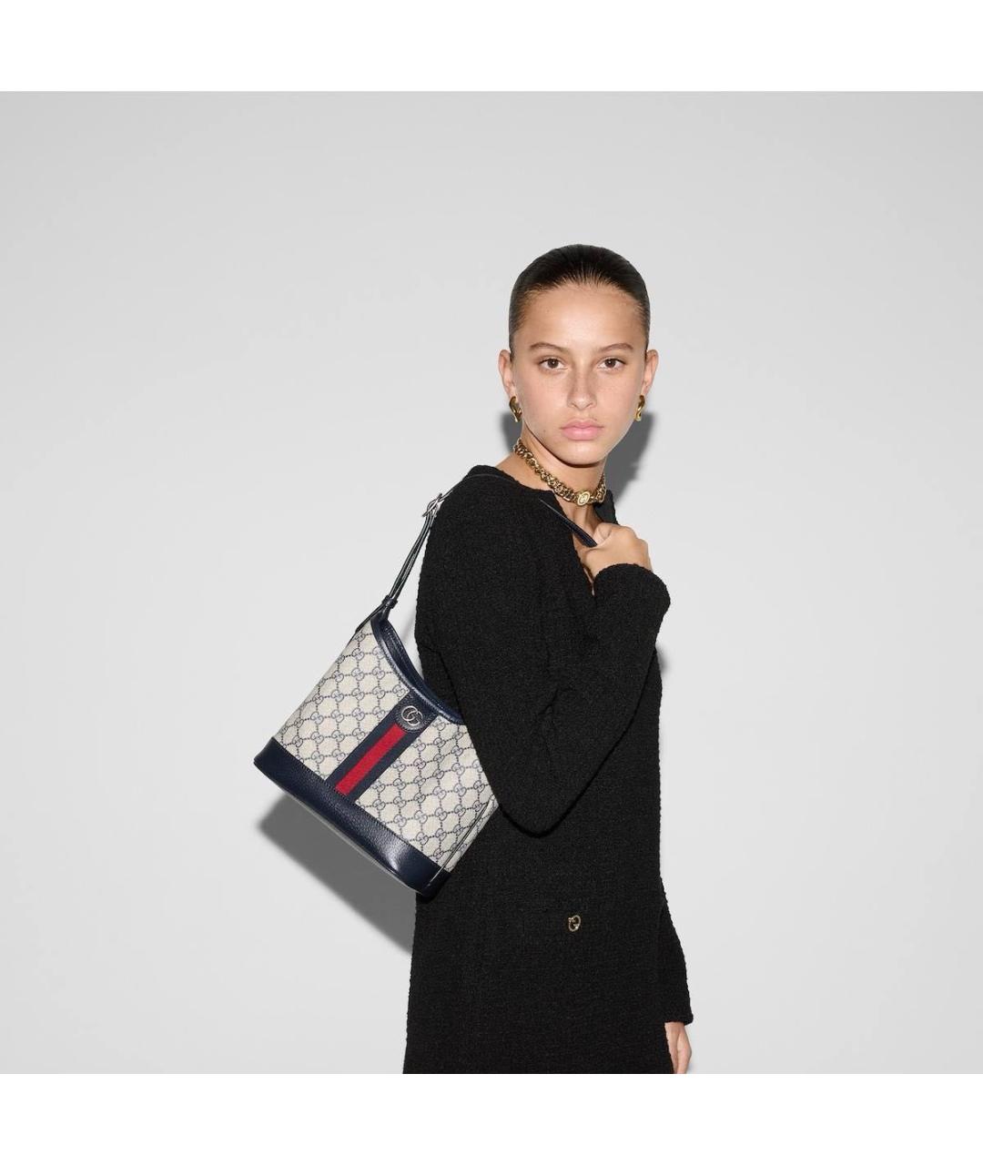 GUCCI Темно-синяя кожаная сумка через плечо, фото 4