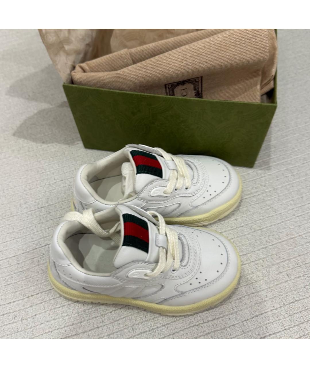 GUCCI Белые кожаные кеды, фото 3