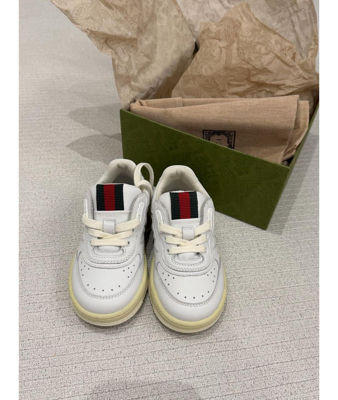 GUCCI Белые кожаные кеды, фото 2