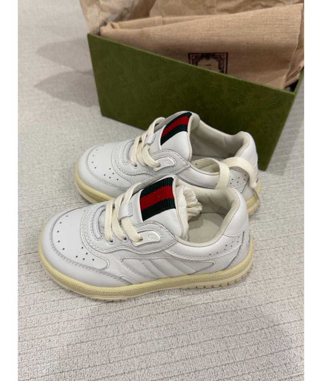 GUCCI Белые кожаные кеды, фото 7