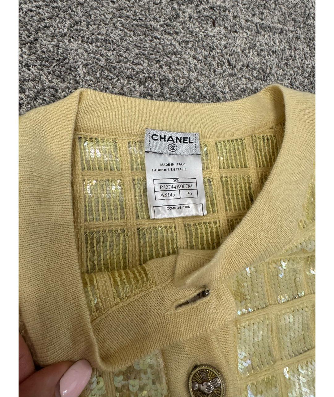 CHANEL Золотой кашемировый кардиган, фото 3