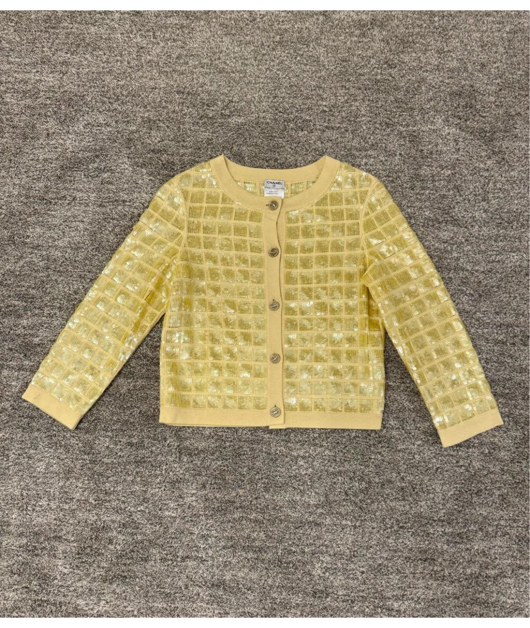 CHANEL Золотой кашемировый кардиган, фото 9