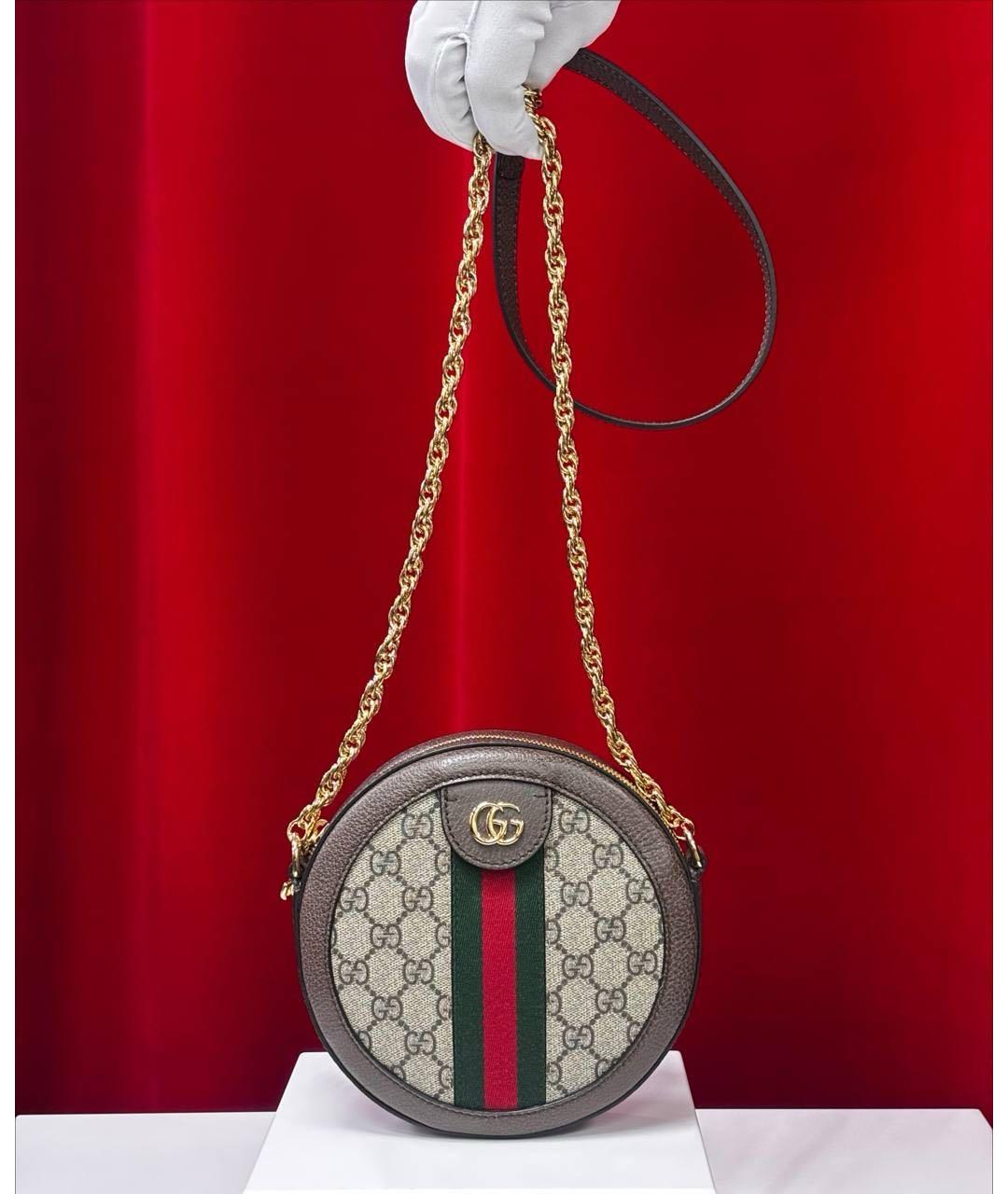 GUCCI Коричневая кожаная сумка через плечо, фото 4