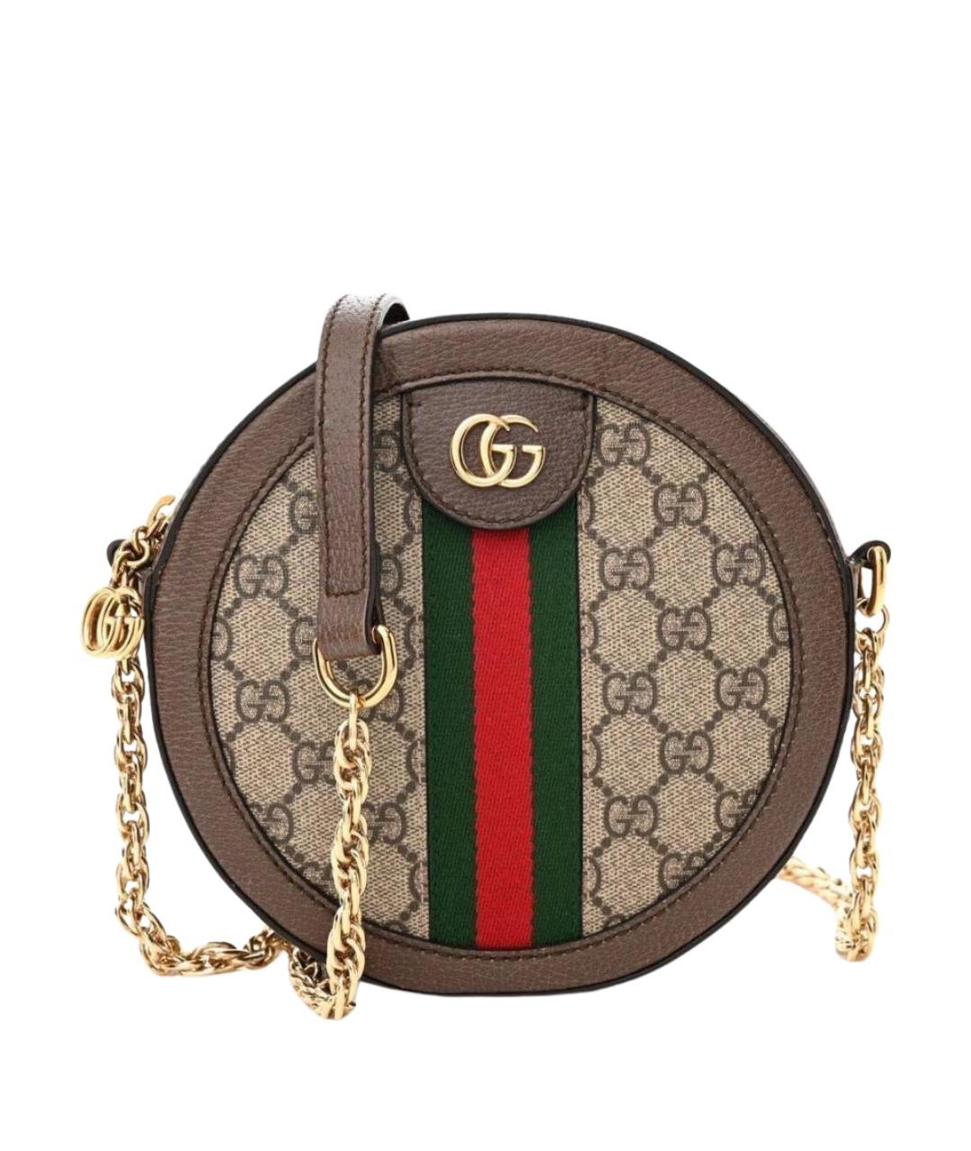 GUCCI Коричневая кожаная сумка через плечо, фото 1