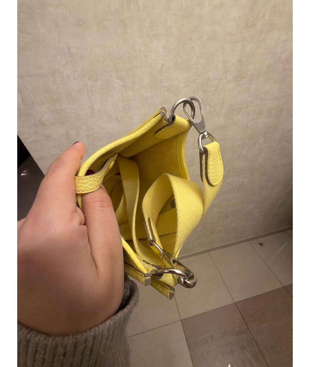 HERMES Желтая кожаная сумка через плечо, фото 4