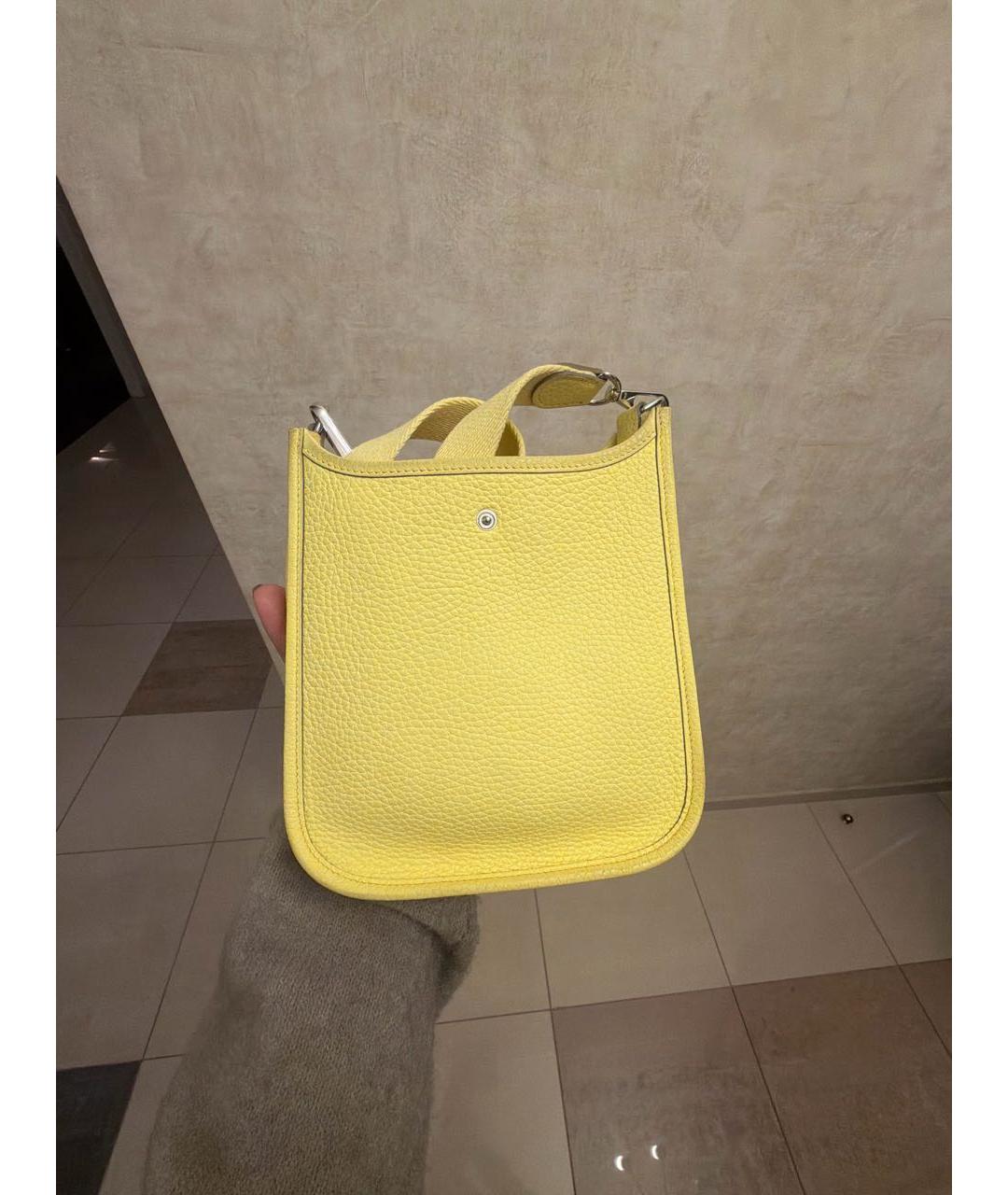 HERMES Желтая кожаная сумка через плечо, фото 3