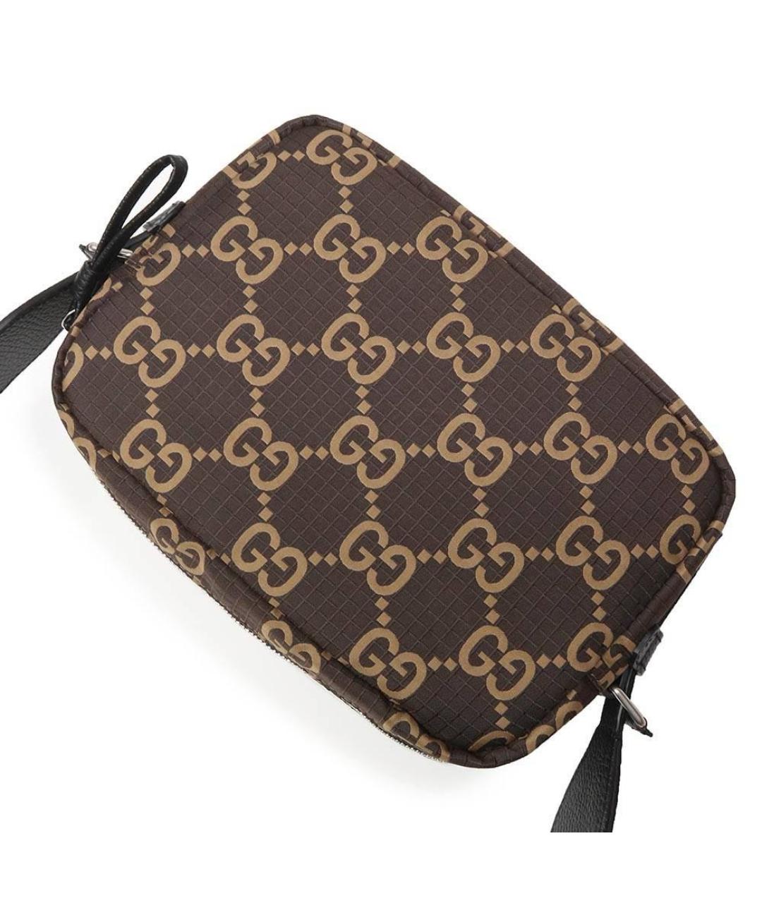 GUCCI Коричневая жаккардовая сумка на плечо, фото 2