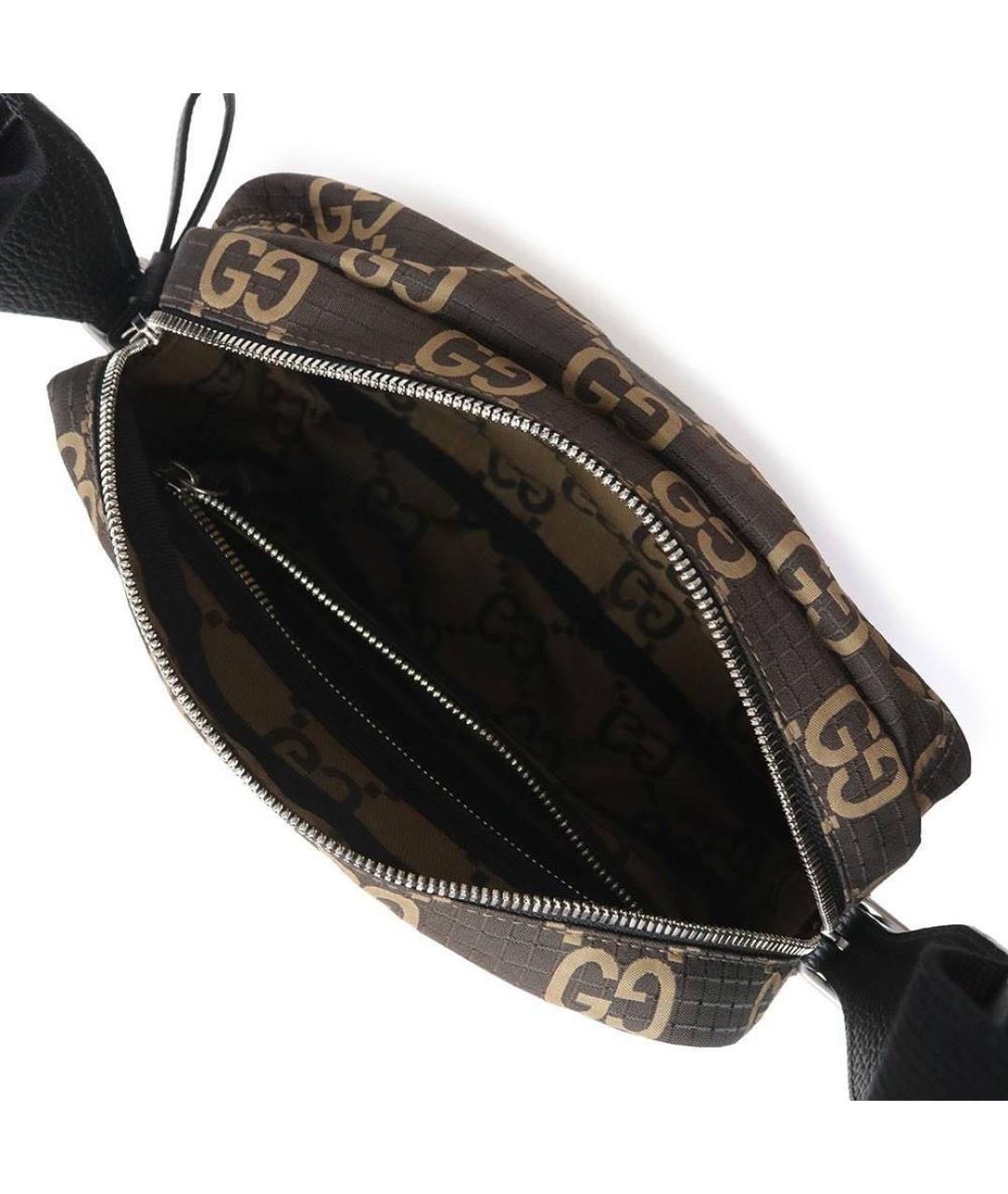 GUCCI Коричневая жаккардовая сумка на плечо, фото 3