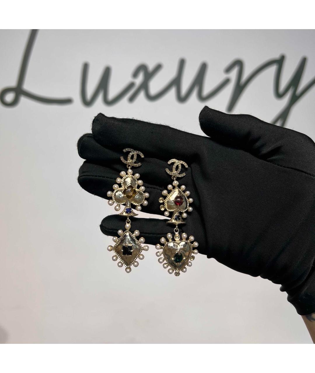 CHANEL Золотые металлические серьги, фото 2