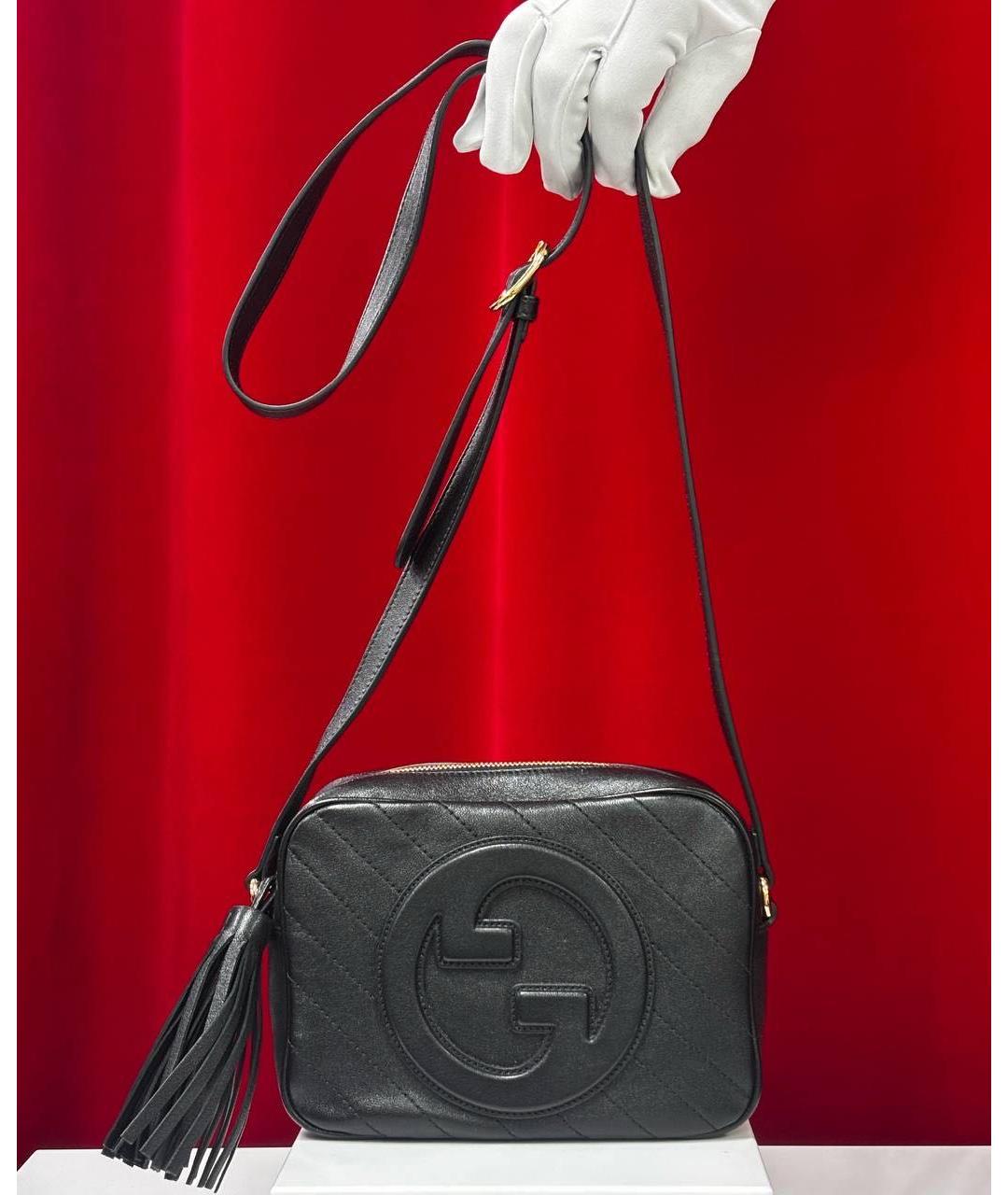 GUCCI Черная кожаная сумка через плечо, фото 5