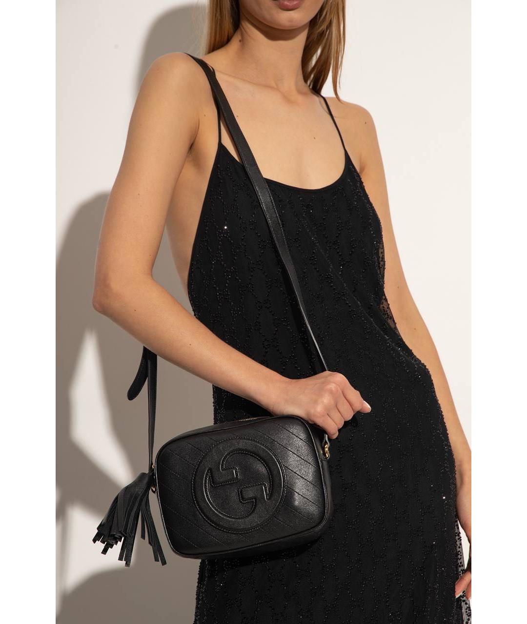 GUCCI Черная кожаная сумка через плечо, фото 4