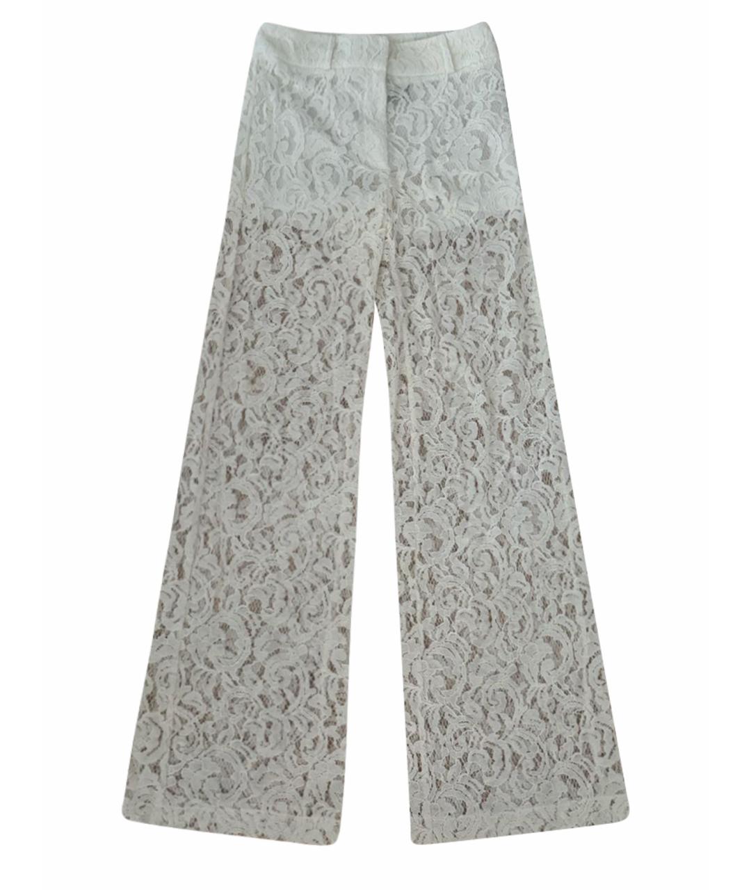 PHILIPP PLEIN Белые кружевные прямые брюки, фото 1