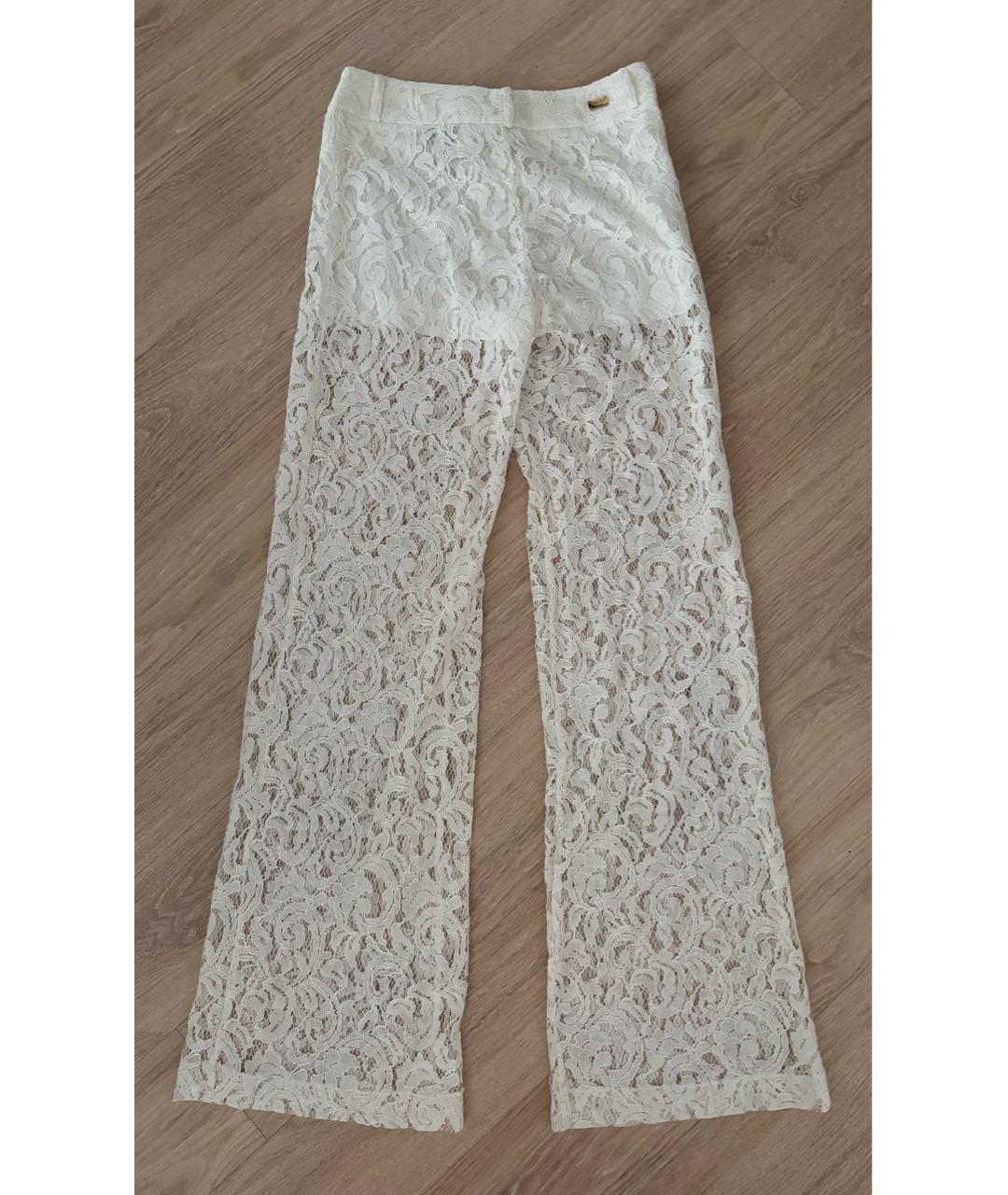 PHILIPP PLEIN Белые кружевные прямые брюки, фото 2