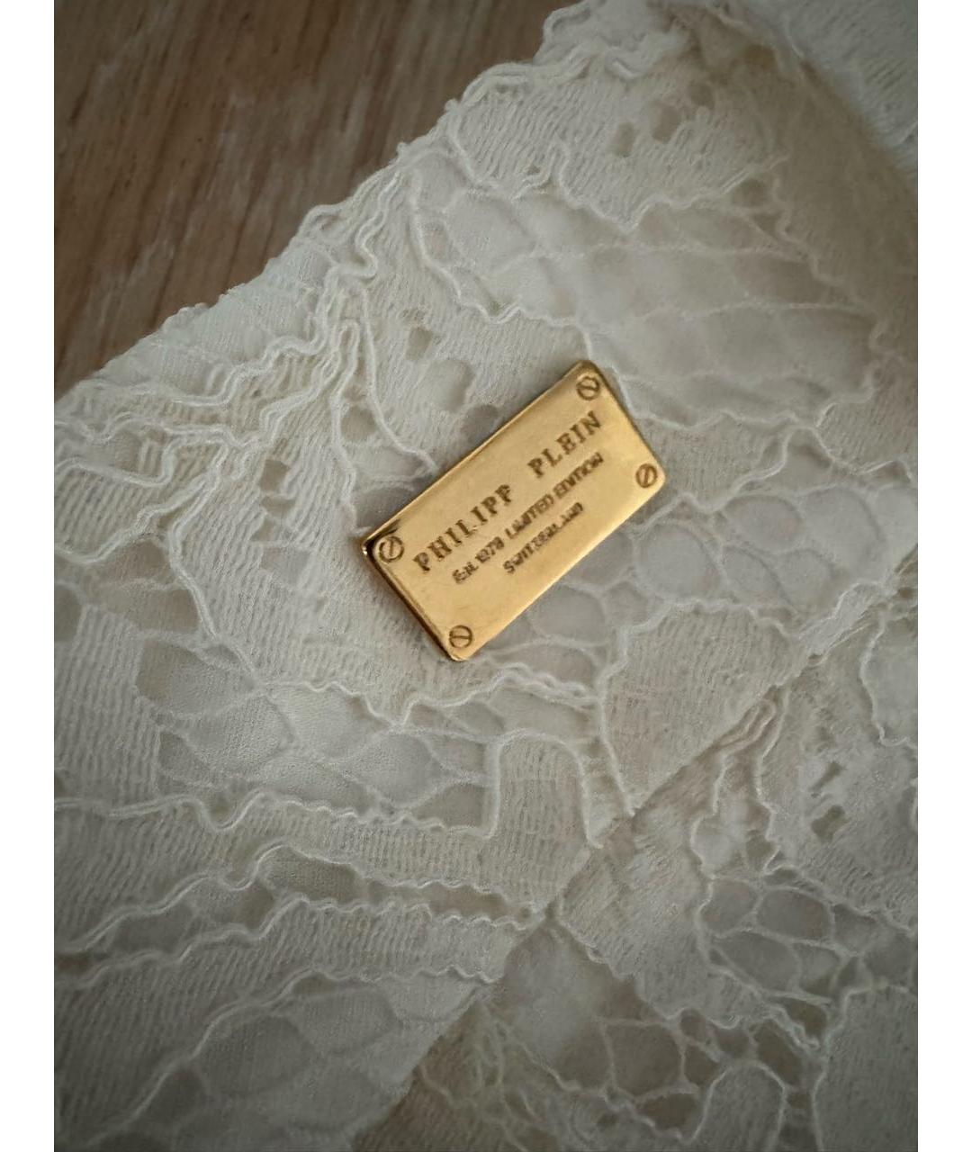 PHILIPP PLEIN Белые кружевные прямые брюки, фото 5