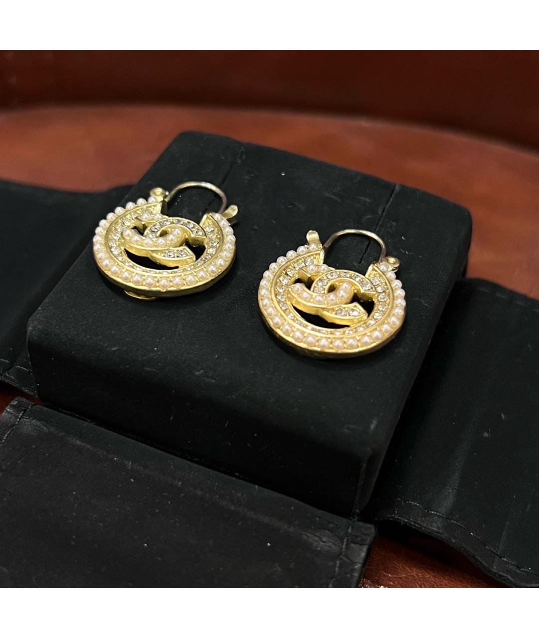 CHANEL Золотые металлические серьги, фото 7