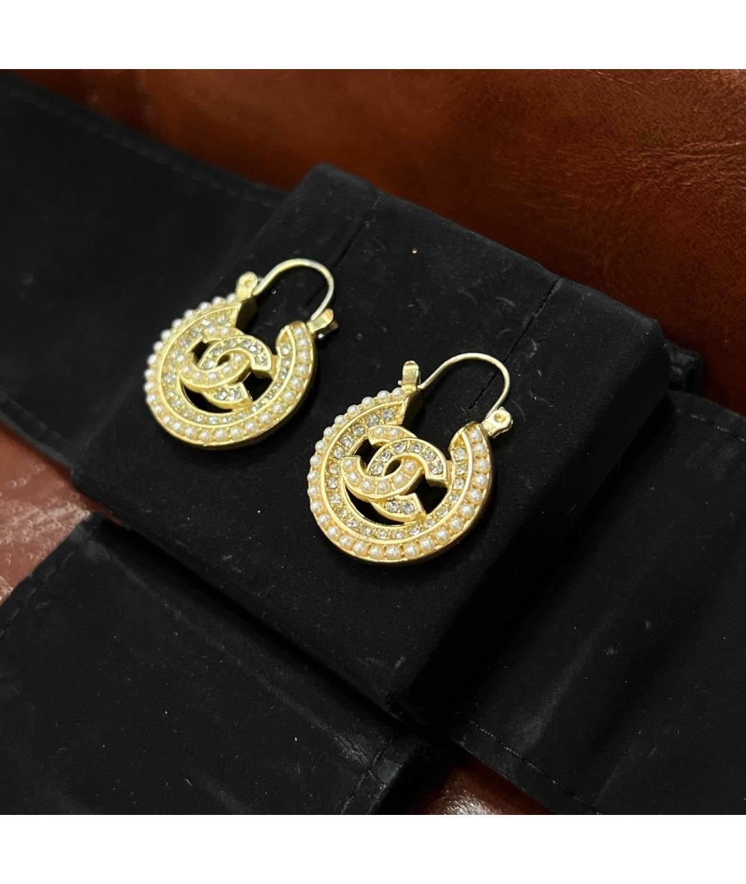 CHANEL Золотые металлические серьги, фото 6