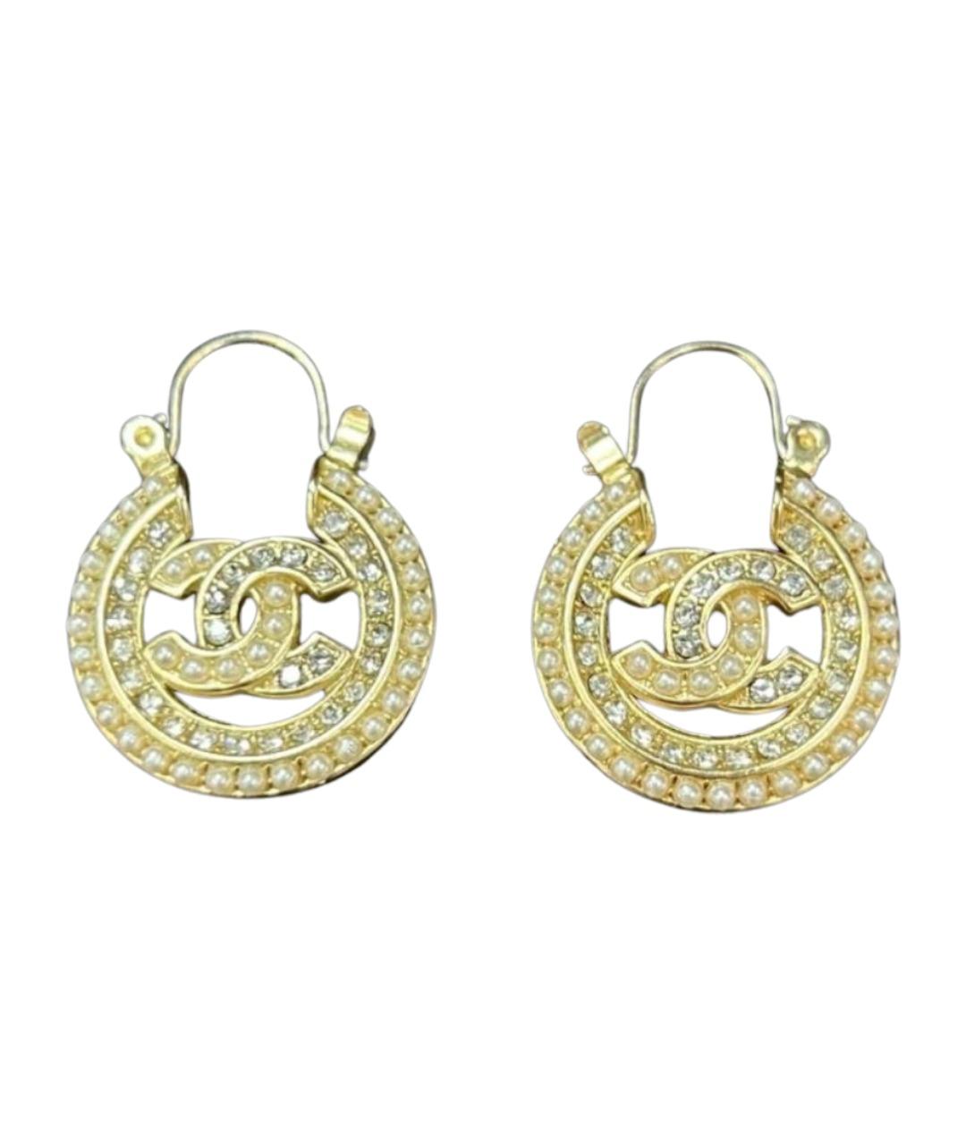 CHANEL Золотые металлические серьги, фото 1
