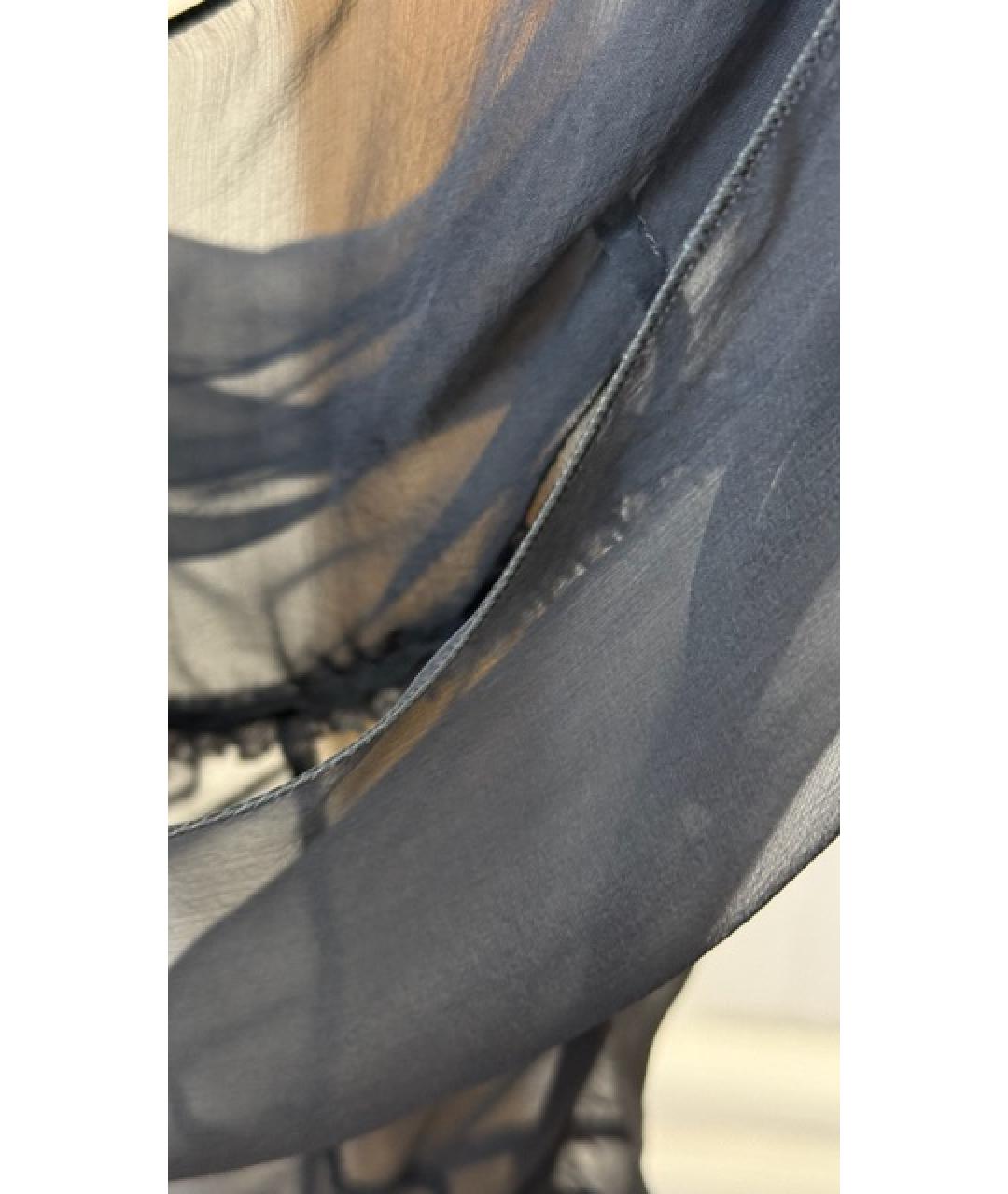 ALBERTA FERRETTI Синее шелковое вечернее платье, фото 4