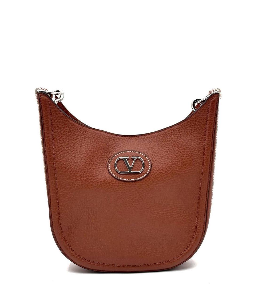 VALENTINO Коричневая кожаная сумка через плечо, фото 7