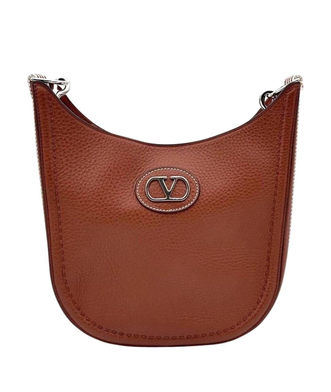 VALENTINO Коричневая кожаная сумка через плечо, фото 1