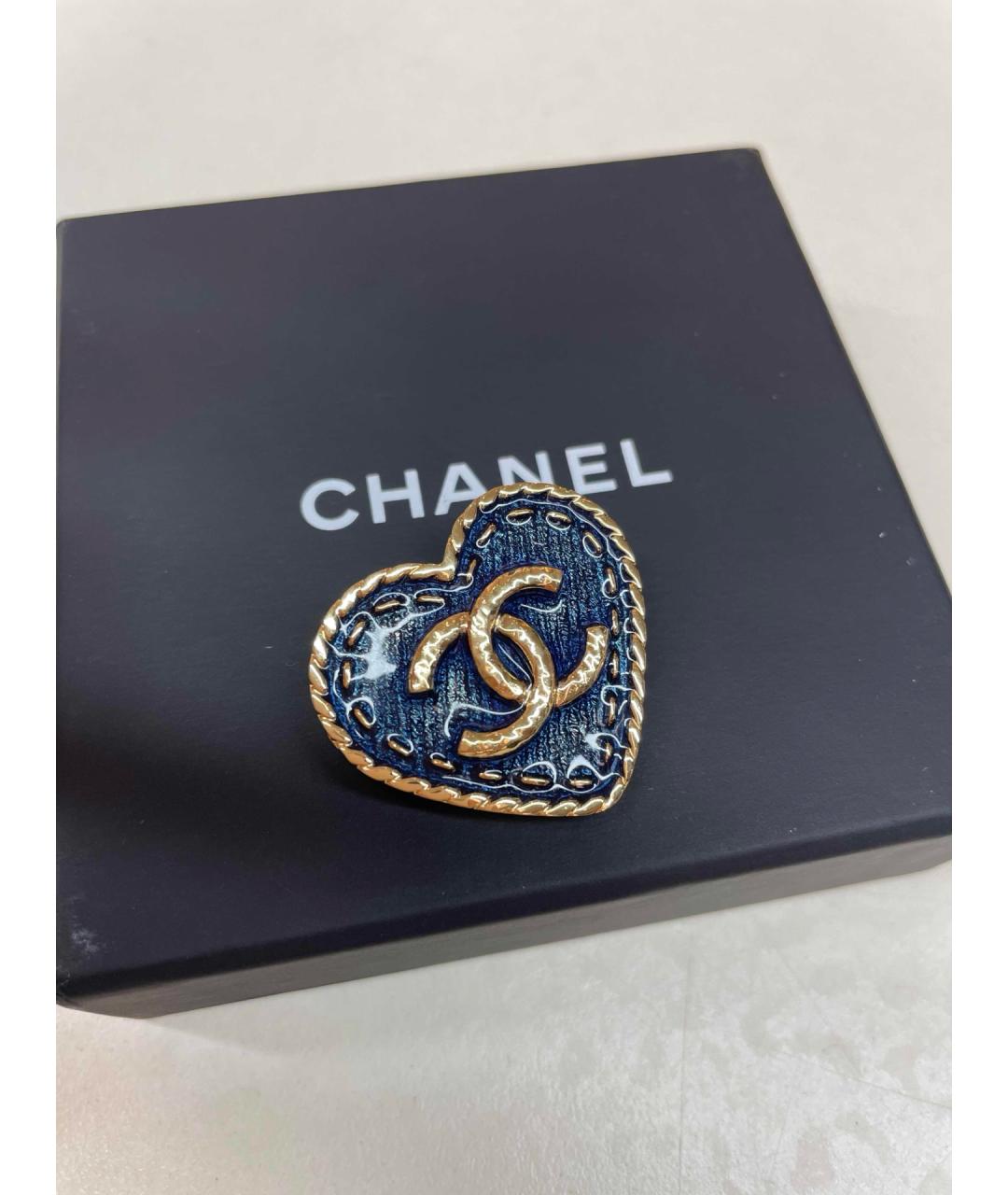 CHANEL Темно-синяя металлическая булавка / брошь, фото 3