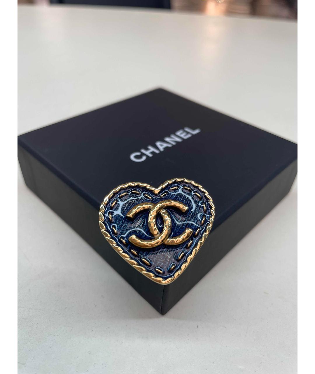 CHANEL Темно-синяя металлическая булавка / брошь, фото 4