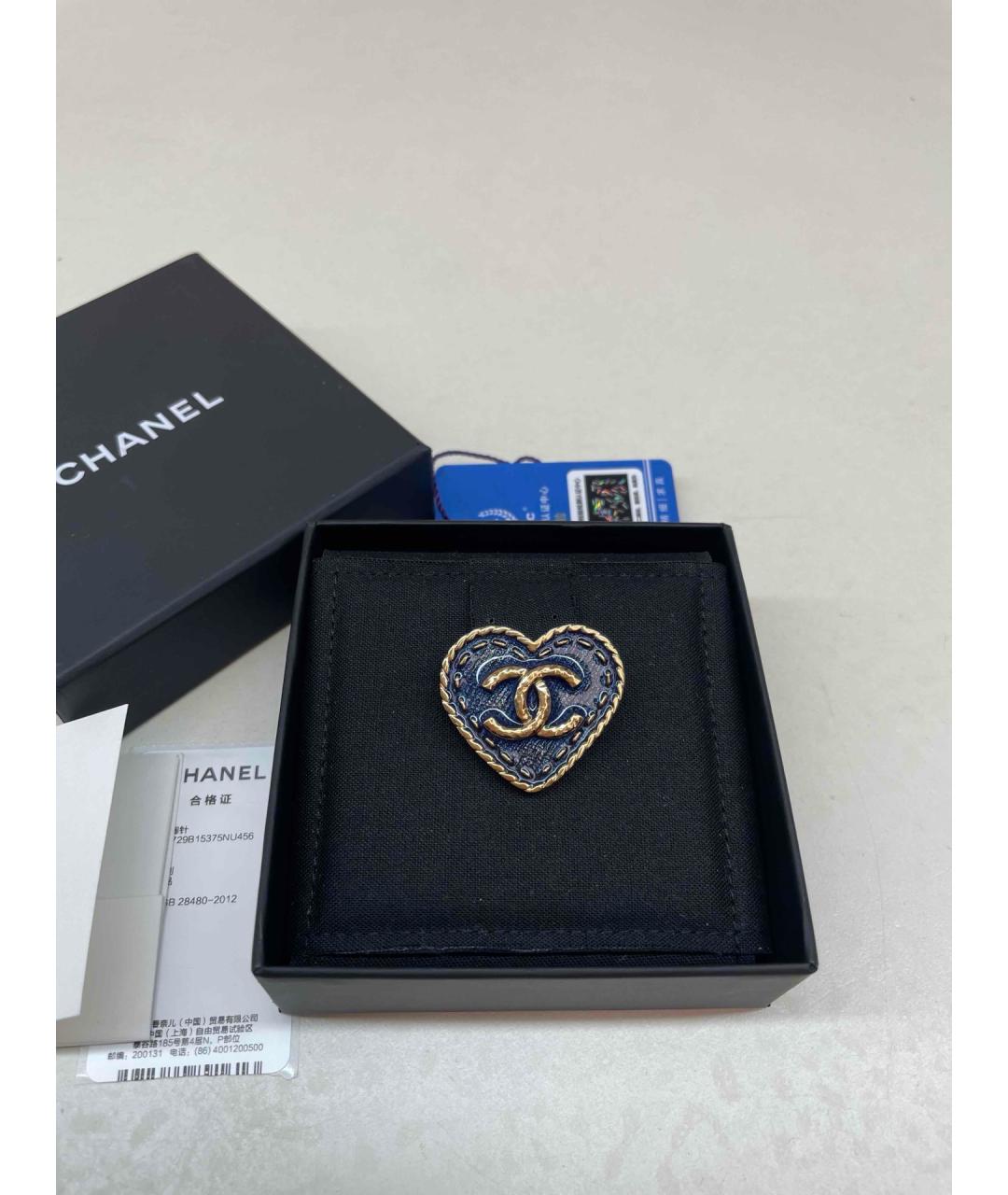 CHANEL Темно-синяя металлическая булавка / брошь, фото 2