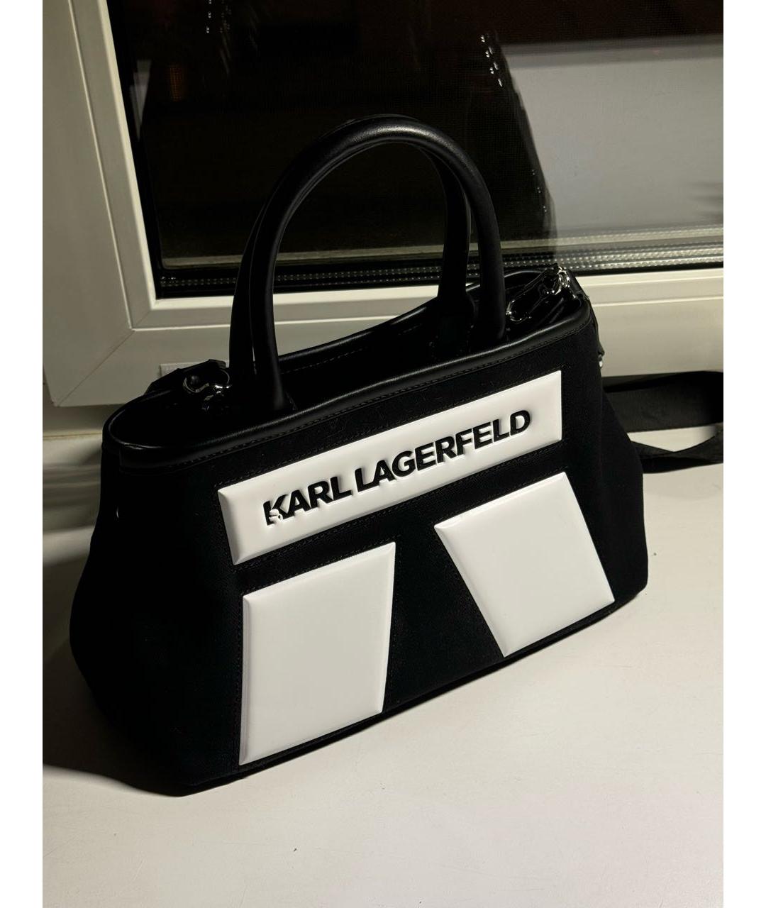 KARL LAGERFELD Черная жаккардовая сумка с короткими ручками, фото 2