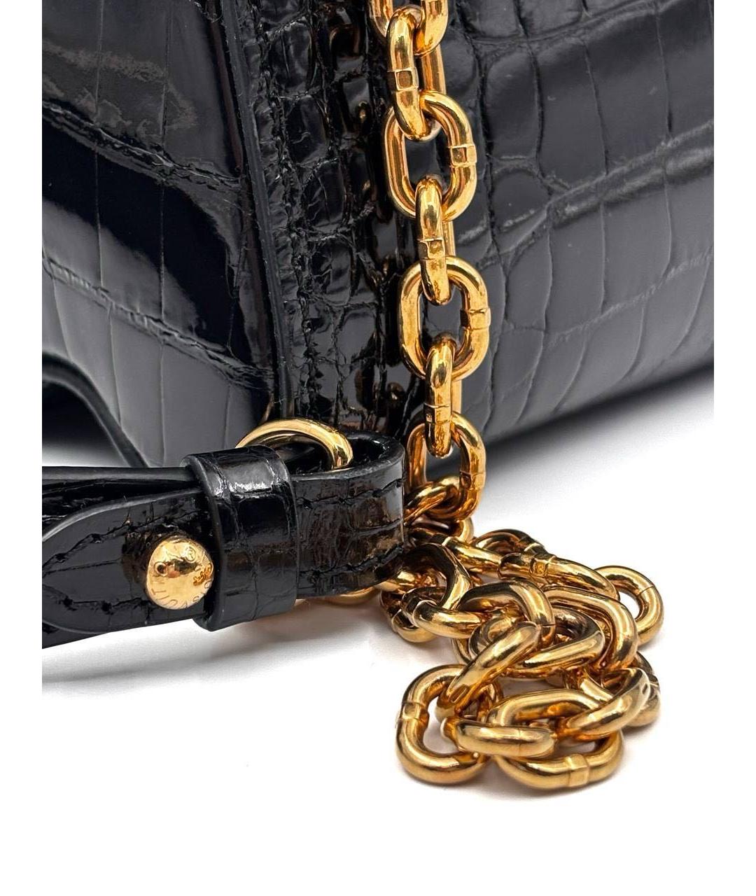 LOUIS VUITTON Черная кожаная сумка через плечо, фото 4