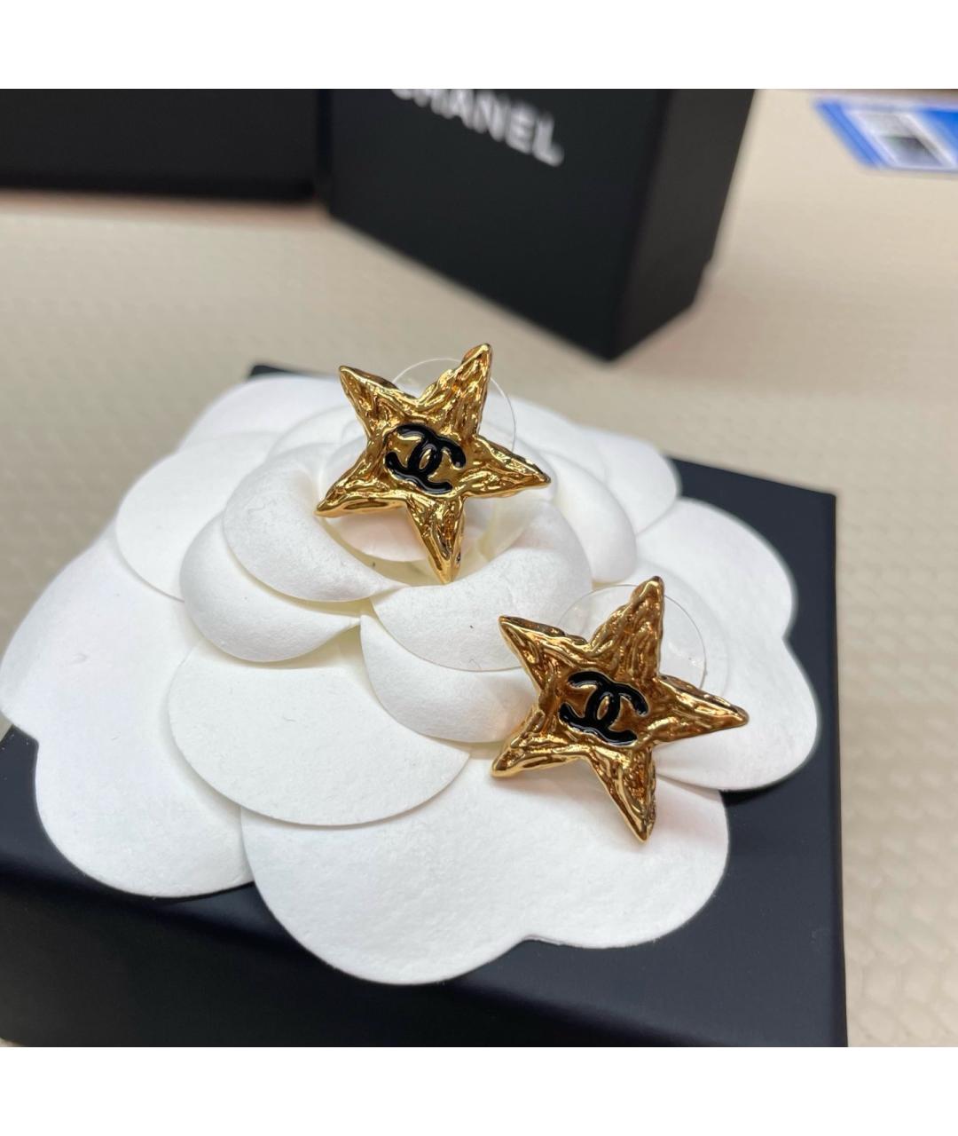 CHANEL Золотые металлические серьги, фото 2