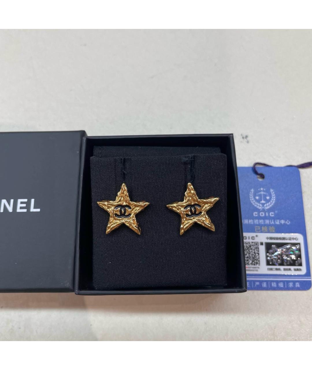 CHANEL Золотые металлические серьги, фото 4