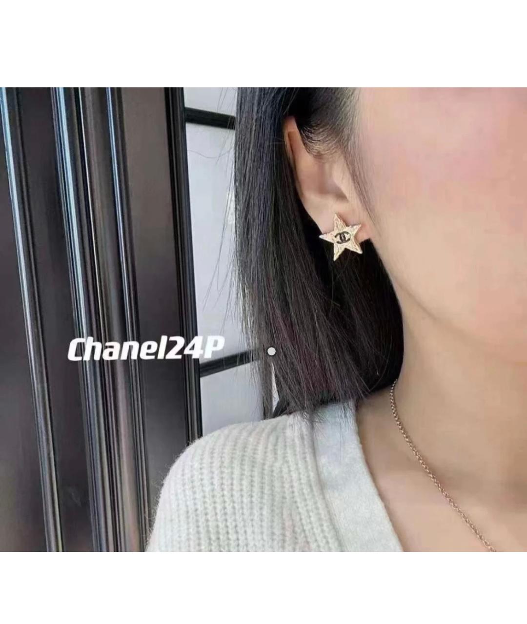 CHANEL Золотые металлические серьги, фото 6