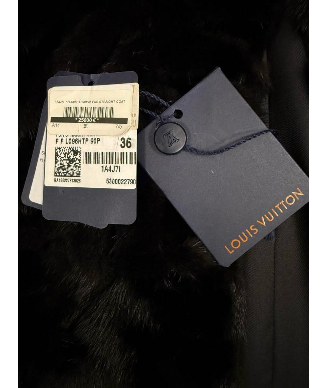 LOUIS VUITTON Черная меховая шуба, фото 5