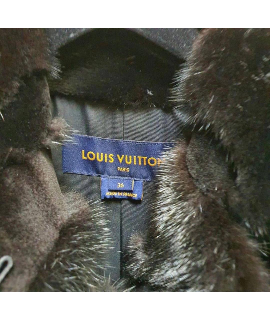 LOUIS VUITTON Черная меховая шуба, фото 3